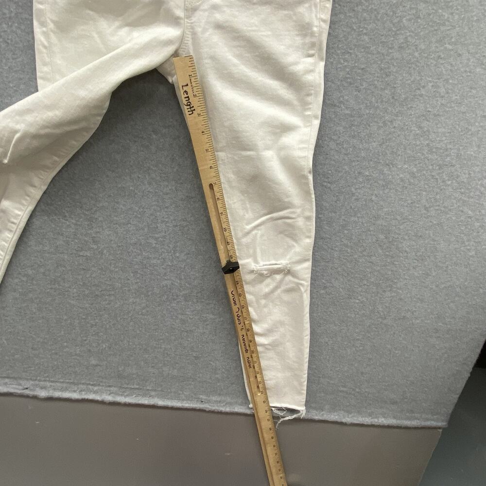 Madewell 9” High Rise Skinny Crop Jeans White Distressed Raw Hem Size 26 - Picture 10 of 14